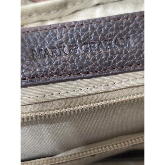 Mark & Graham Brown Leather Briefcase With Gold Hardware & Adjustable Strap - Picture 2 of 11